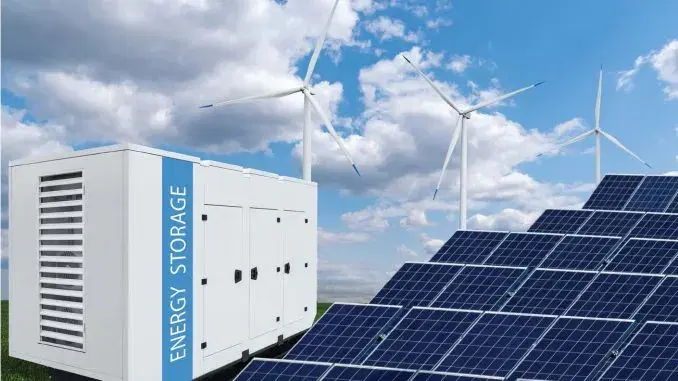 Battery energy storage containers at a solar facility